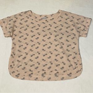 Paraphrase Bicycle Novelty Print Blush Pink Pullover Blouse Shirt Top Women Sz L